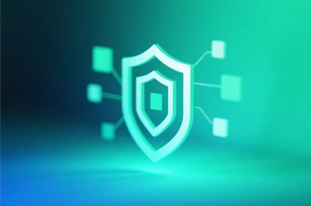 A conceptual graphic representation of data transparency and cybersecurity, minimal design with soft blue light